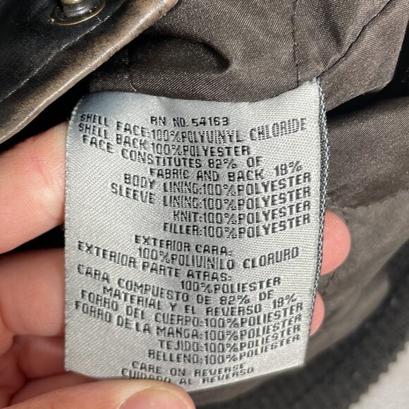 Levi's Faux Leather Distressed Aviator Jacket Pockets Vent Brown Size X Large XL - Picture 12 of 16